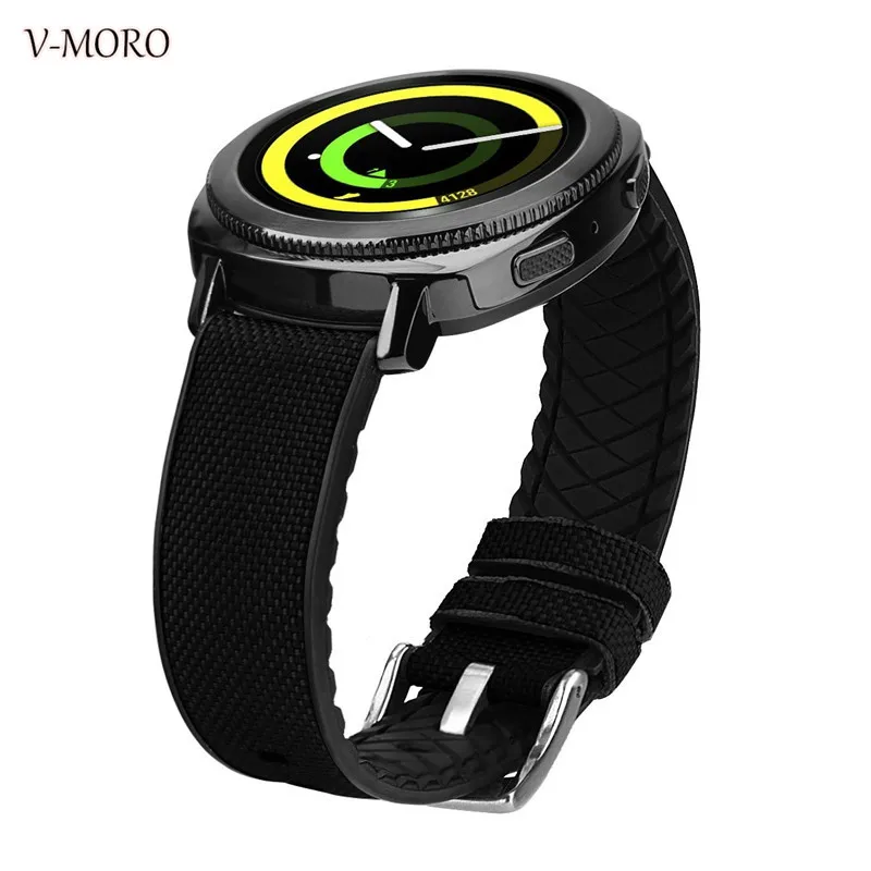 20 мм ремешок Gear Sport S2 классические полосы V MORO 2018 Новый нейлон + силиконовый для