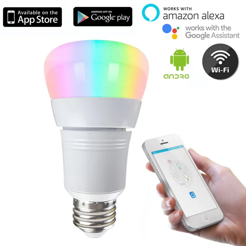 Умный WiFi светильник лампа 8 Вт RGB Bluetooth меняющая цвет с регулируемой яркостью Wake Up