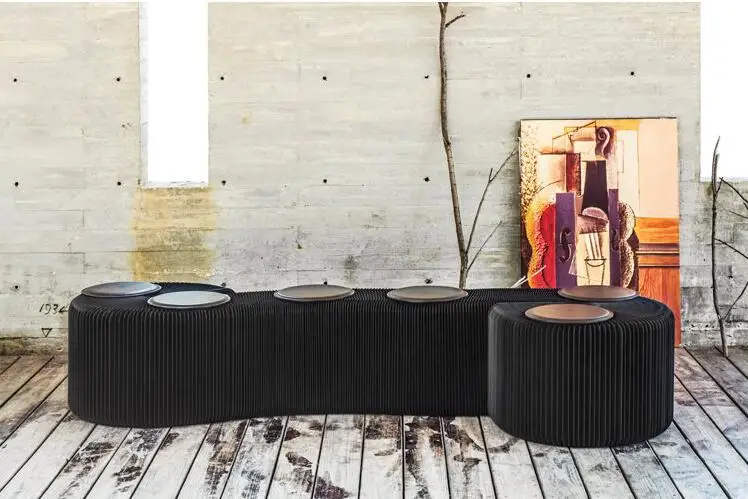 Современный складной стул скамейка модный бумажный дизайн с 6 кожаными