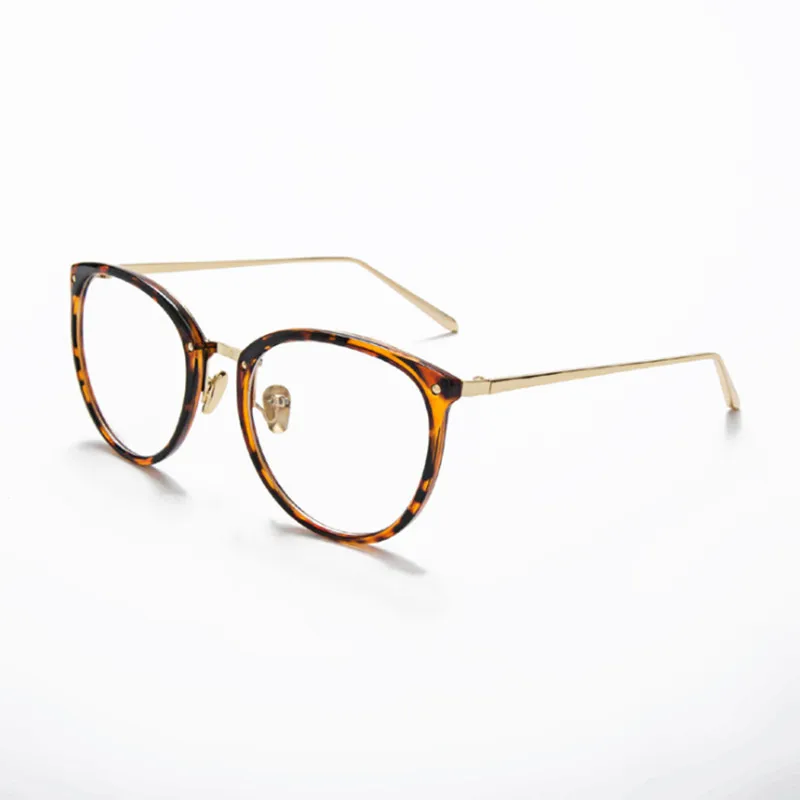 Leopard VWKTUUN, винтажные женские очки, оправа, мужские, Золотой Металл, оправа для очков, Ретро стиль, большие прозрачные линзы, очки, оптическая оправа для очков, новинка - Цвет оправы: Leopard