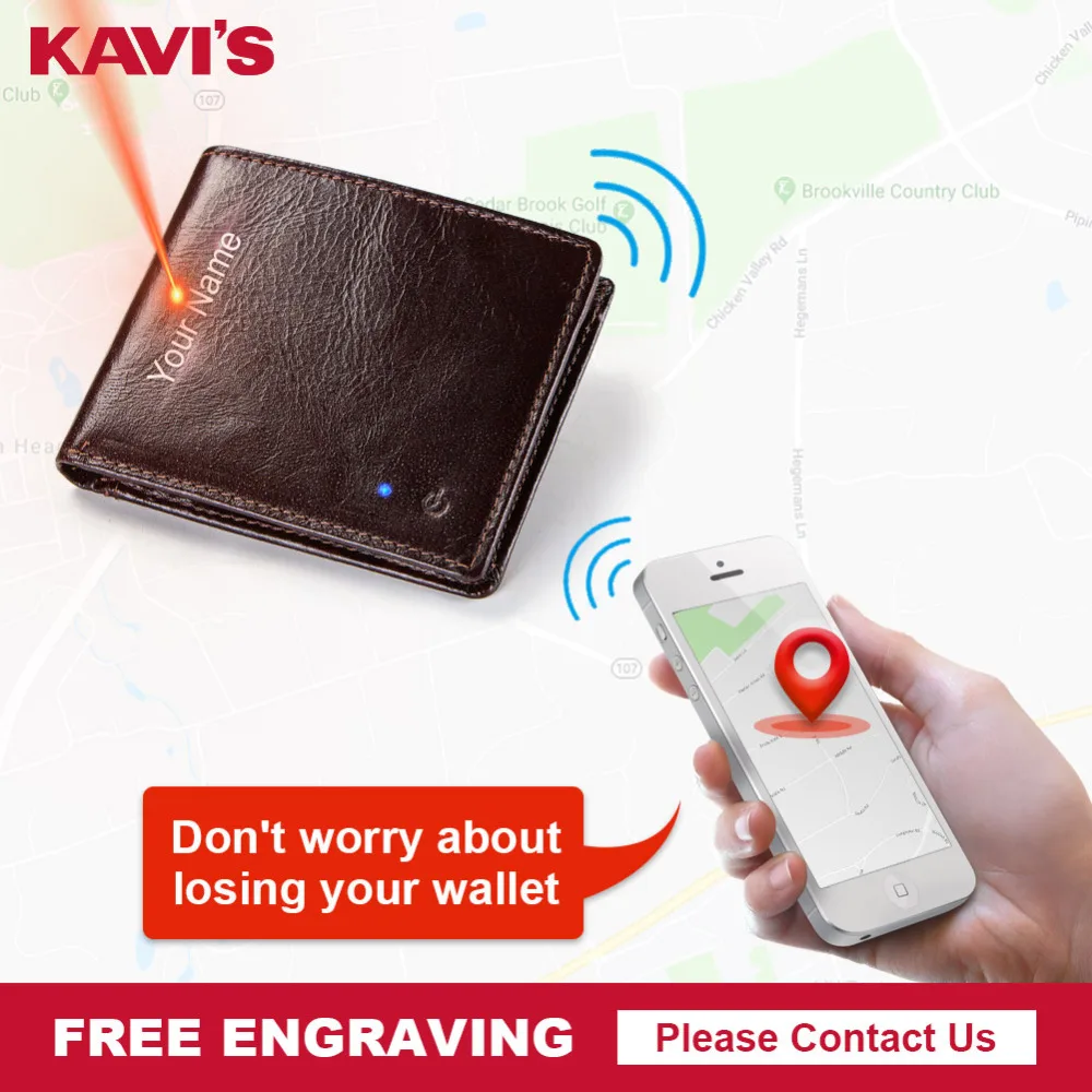 KAVIS Умный кошелек высокое качество RFID для мужчин натуральная кожа анти