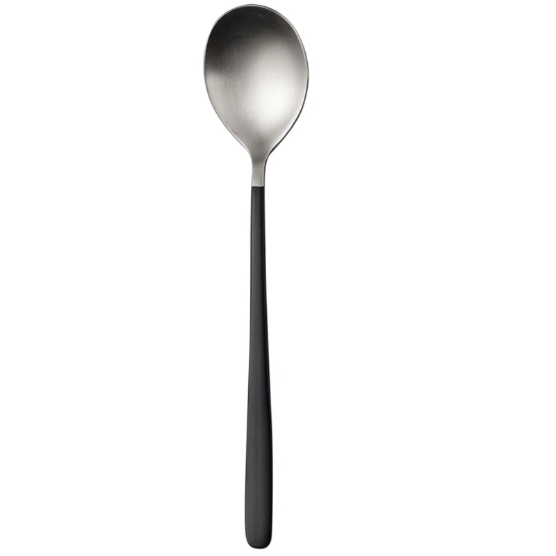 black spoon sliver JueQi походный набор посуды столовые приборы 304 нержавеющая сталь Палочки для еды посуда кухонная посуда включает нож вилка чайные ложки мешок - Цвет: black spoon sliver