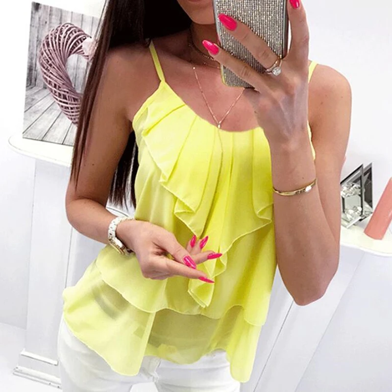 Летние женские топы повседневные однотонные без рукавов сексуальные летние