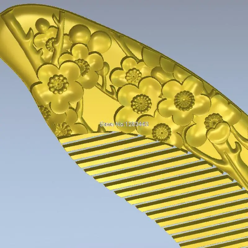 Расческа с цветком сливы 3d модель рельеф для ЧПУ в формате STL 3D станка ЧПУ|for cnc|comb