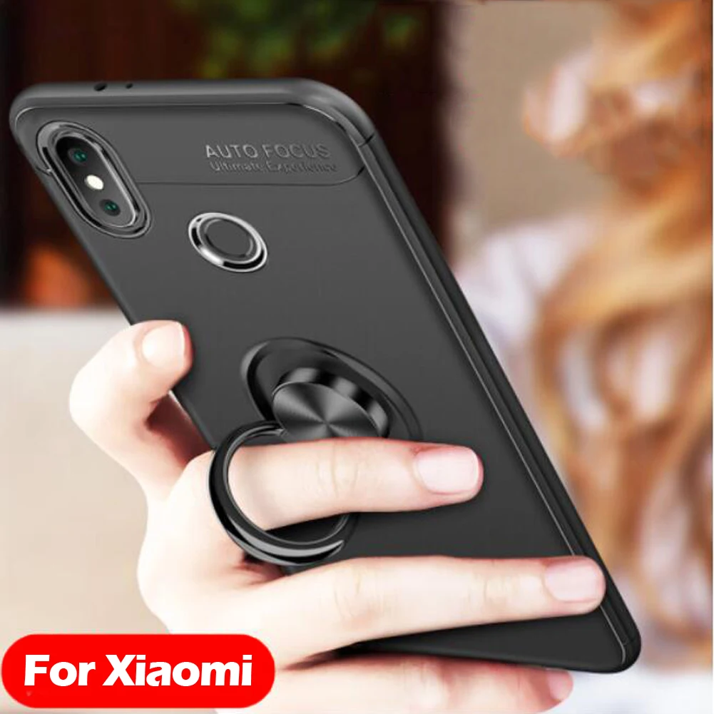 Mayround For Xiaomi 6 8 SE Holder Stand Magnetic Bracket Finger Ring TPU Silicone Phone Case Combo Redmi Note 4 4X 5 5A |
