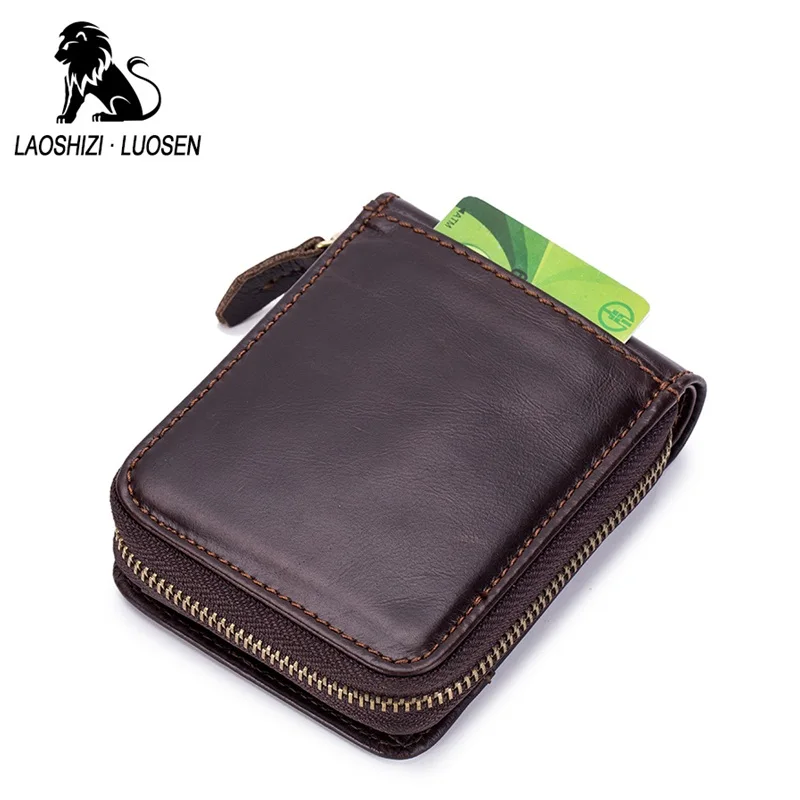 LAOSHIZI LUOSEN мужские кошельки из натуральной коровьей кожи RFID Блокировка