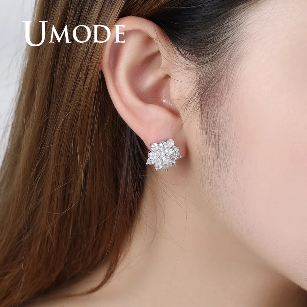 UMODE новые модные милые серьги гвоздики с цветами AAA + прозрачный CZ для женщин