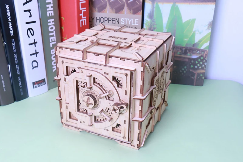Персональная механическая модель, деревянная коробка с замком, 3D, Очаровательная вставка, копилка, креативная игрушка, сделай сам, деревянный безопасный подарок для детей