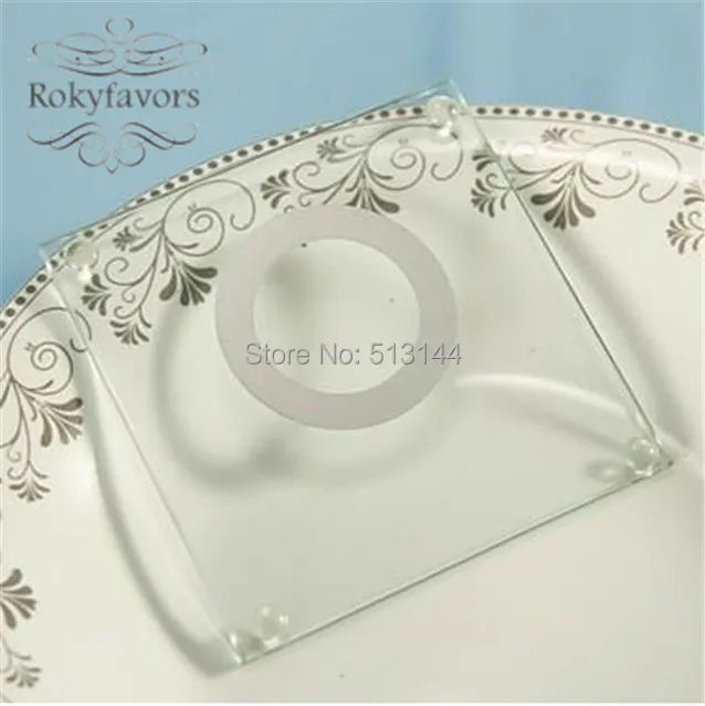 FREE SHIPPING 30pcs=15sets/lot ! with This Ring Glass Coaster Unique Party Favors Bridal Shower Pad Wedding Gift | Дом и сад