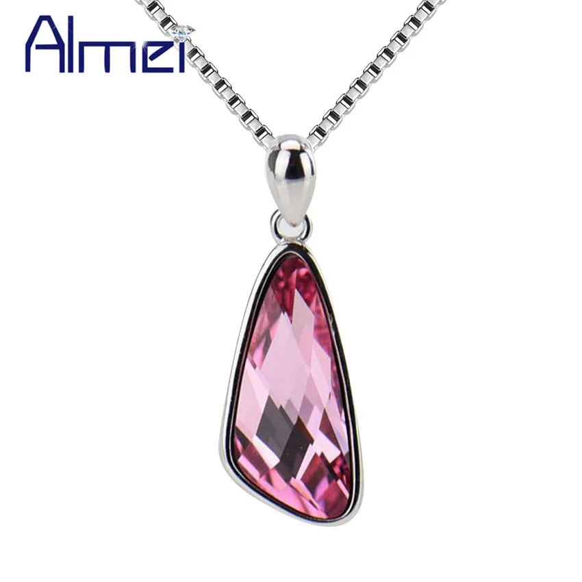 

Ожерелье Almei 40% из стерлингового серебра 925 пробы, женский костюм, ювелирное изделие, подвеска, женское колье, розовая каменная цепочка с коро...