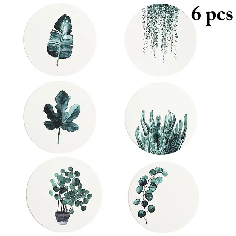 

6pcs Ceramics Cup Coaster Heat-resistant Anti-slip Cup Mat Round Coaster Tea Coffee Mug Drinks Holder Wedding Party Decoration