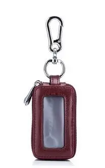 wine red Пастух для мужчин и женщин Автомобильный держатель для ключей из натуральной кожи двойной молнии ключ для двигателя чехол унисекс-органайзер многофункциональная ключница - Цвет: wine red