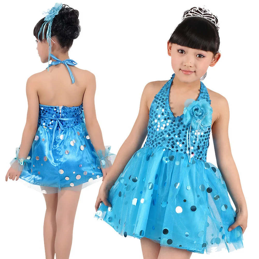 Cheap-beautiful-clothing Halter Sequin Dot Children Dress for Prom Beautiful Yellow Pink Blue White Kids Party Frocks Girls | Детская