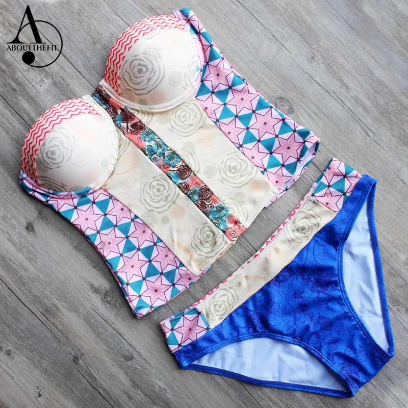 Бикини ABOUTTHEFIT женское Бандажное пикантное бикини с винтажным принтом Стильный