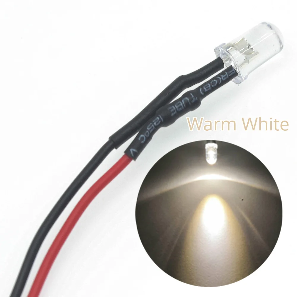 Warm white 5X F5 5 мм круглый 20 см Предварительно проводной DC 12 В светодиодный светильник лампы белый красный синий зеленый желтый белый теплый белый светодиод излучающие диоды - Испускаемый цвет: Warm white