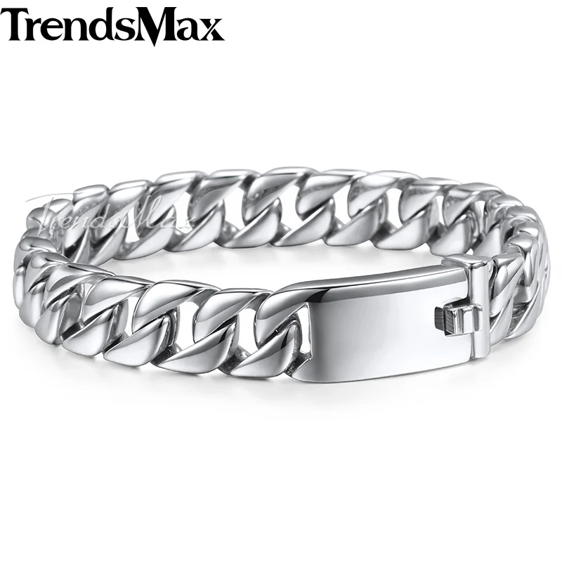 Trendsmax модные новые звенья цепи браслет из нержавеющей стали мужские тяжелые 11 мм Широкие мужские s браслеты браслет в форме велосипедной цепи HB139