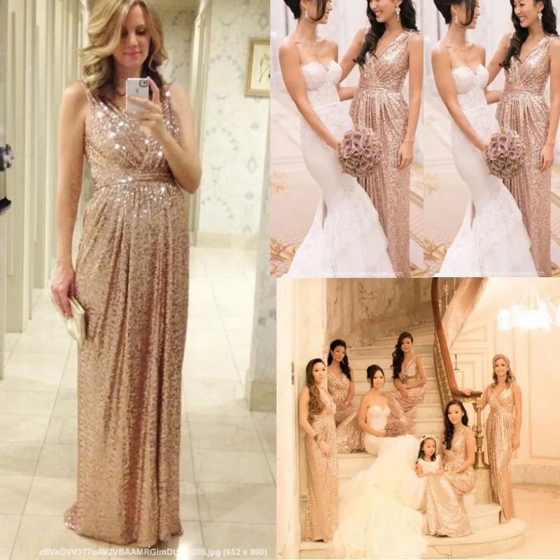 Платье подружки невесты с блестками розовое золото большие размеры|sequin bridesmaid