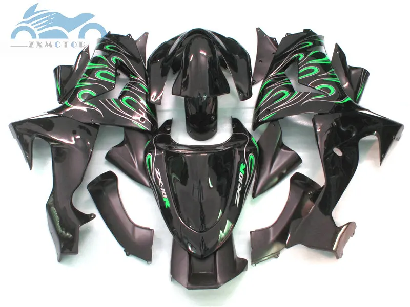 Обтекатель для KAWASAKI Ninja ZX10R 2006 2007 ZX 10R 06 07 зеленый черный|Накладки и декоративные