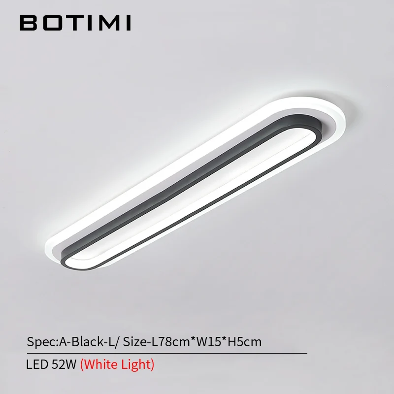 A-Black-L-WL BOTIMI прямоугольник 220 В светодиодный потолочный светильник для коридора Современный Белый поверхностный монтаж гардеробная лампа простое офисное освещение - Цвет корпуса: A-Black-L-WL