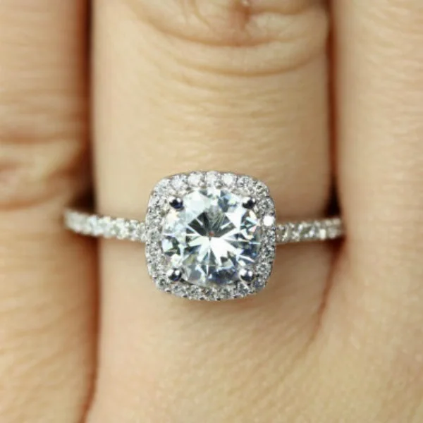

Lady Simple Big Stone Ring White Cubic Zirconia Ring Vintage Wedding bands For Women Promise Engagement Ring Best Gifts