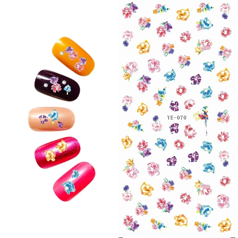 

UPRETTEGO NAIL ART BEAUTY WATER DECAL SLIDER NAIL STICKER TRIPLE FLOWER ROSE BUTTERFLY BIRDS YE070-075