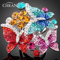 chran gold color ladybug design zircon jewelry rings wholesale crystal enamel butterfly pattern flower rings for women