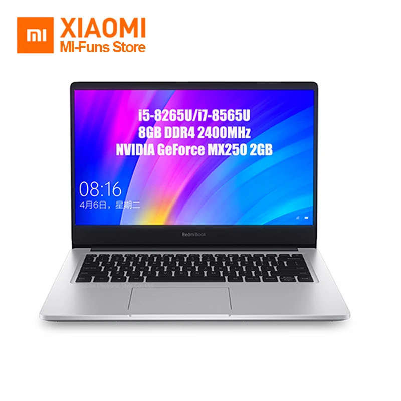 Оригинальный ноутбук Xiaomi Redmibook 14 дюймов Intel Core i5 8265u/i7 8565u 8 Гб DDR4 2400 МГц ОЗУ NVIDIA GeForce