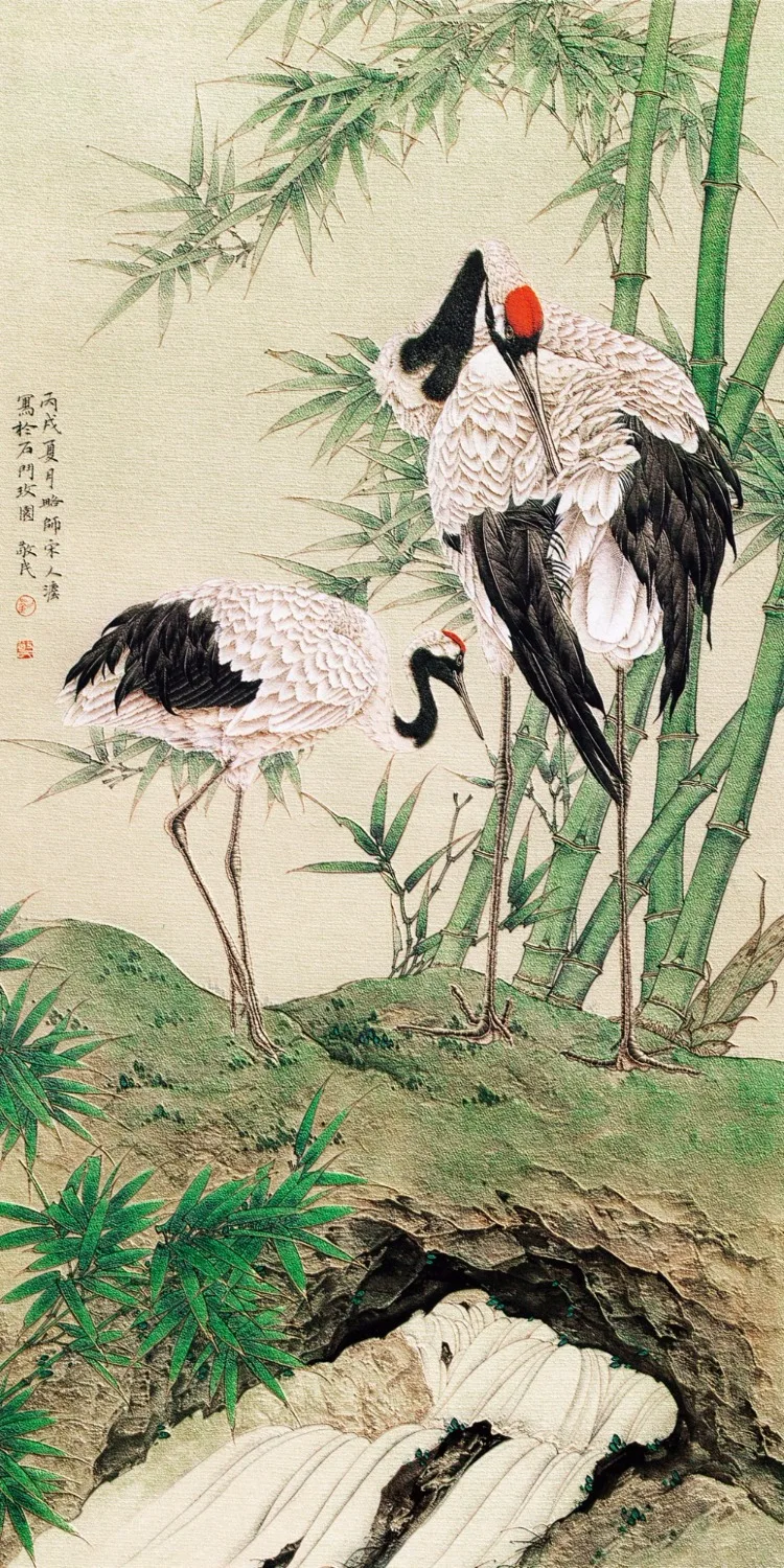 

Red-crowned crane 3D Window Curtains Blackout living room office bedroom Cortinas Drapes Rideaux Green bamboo print pillowcase