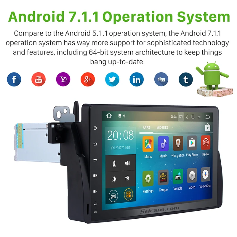 Seicane Android 7 1 9 &quot1Din автомобиль радио GPS Мультимедийный проигрыватель головное