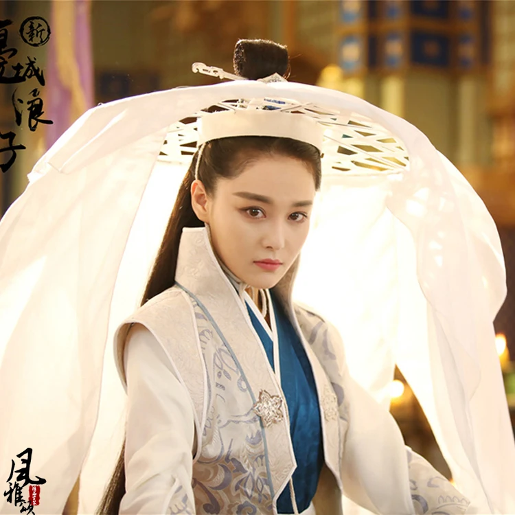 

2 Design White Heroine Costume Newest TV Play Border-Town Prodigal Zhang XunYu Same Design Hanfu Sword Women Performance Hanfu