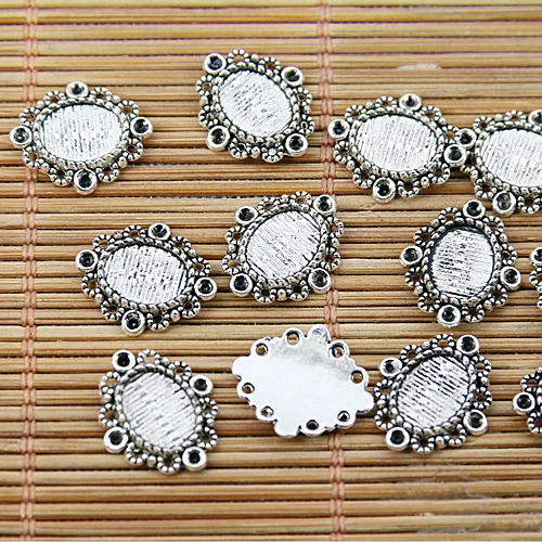 

90pcs tibetan silver tone little cameo cabochon settings EF1577