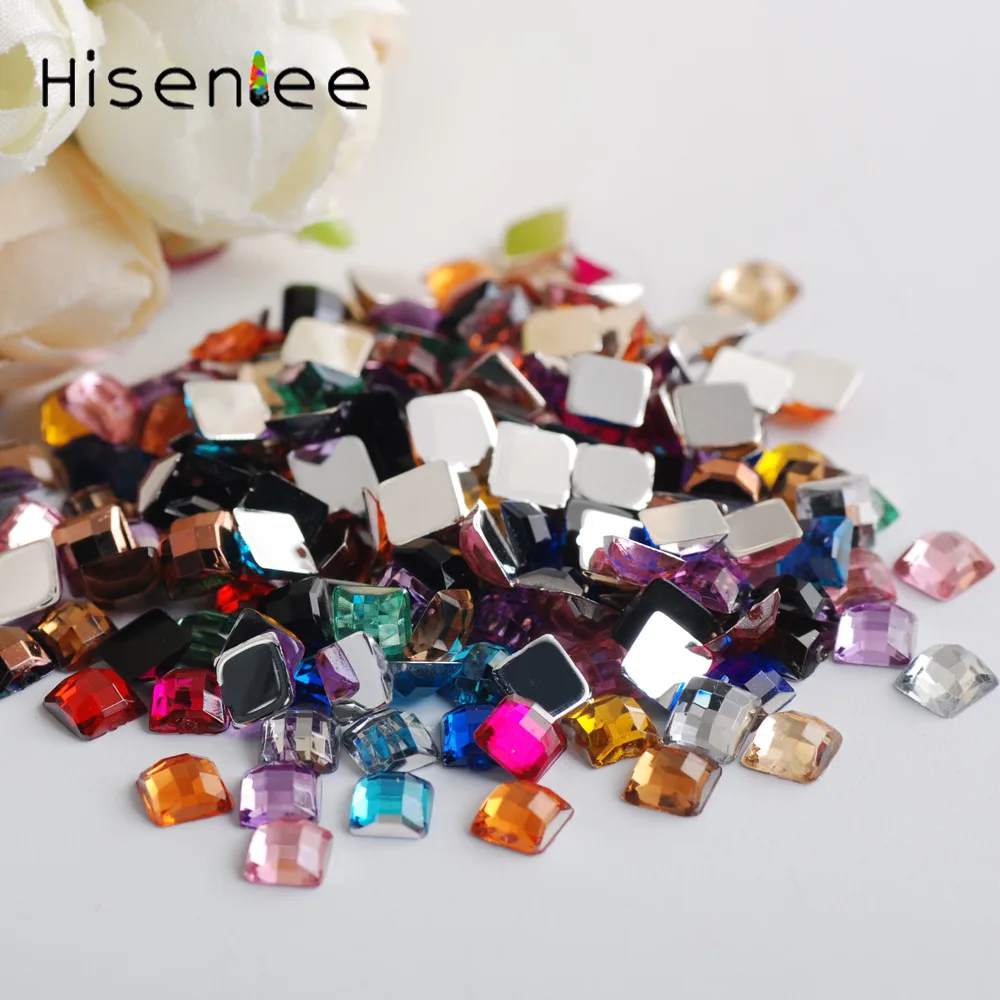 Модные Простые 2000 шт 4 мм акриловые стразы с плоским основанием задних квадратной