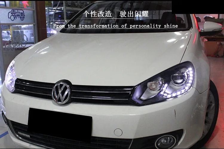 KOWELL автомобильный Стайлинг для 2009-2013 voor vw golf MK6 koplampen Авто Стайлинг для vw golf 6 DRL светодиодный tear ogen bi xenon объектив СВЕТОДИОДНЫЙ park