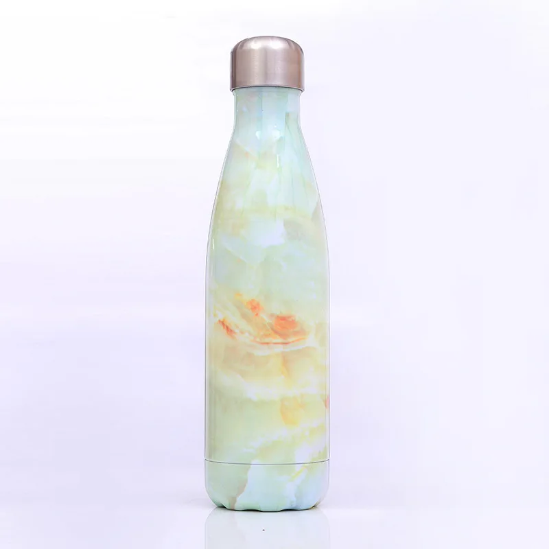 Marble agate green 500 мл термо-бутылка из нержавеющей стали, Термокружка для холодной воды, для занятий спортом на открытом воздухе, бутылки для воды, чайник для питья, термос - Цвет: Marble agate green