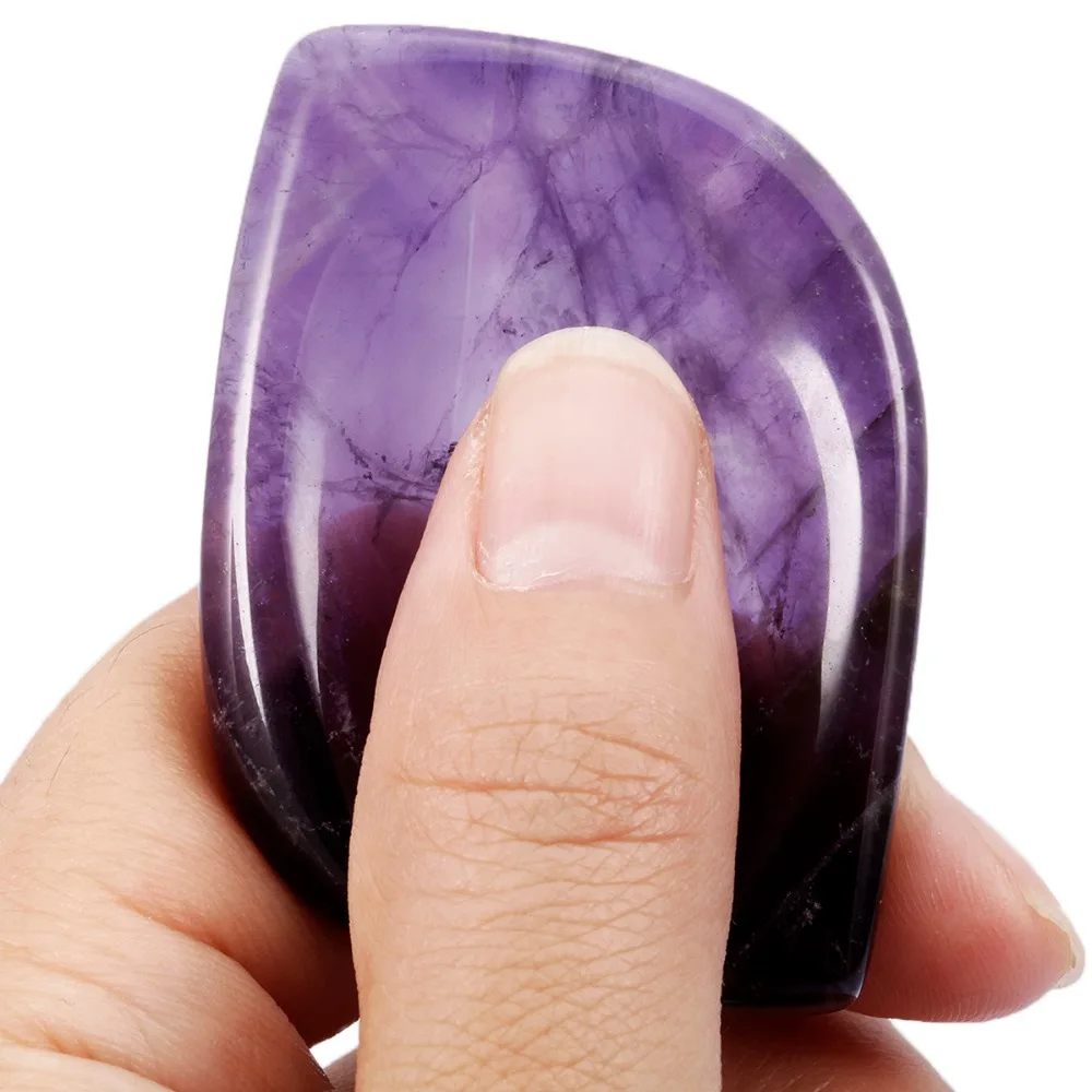 

TUMBEELLUWA Rhombus Purple Crystal Thumb Worry Stone Chakra Reiki Healing Crystal Pocket Palm Stone