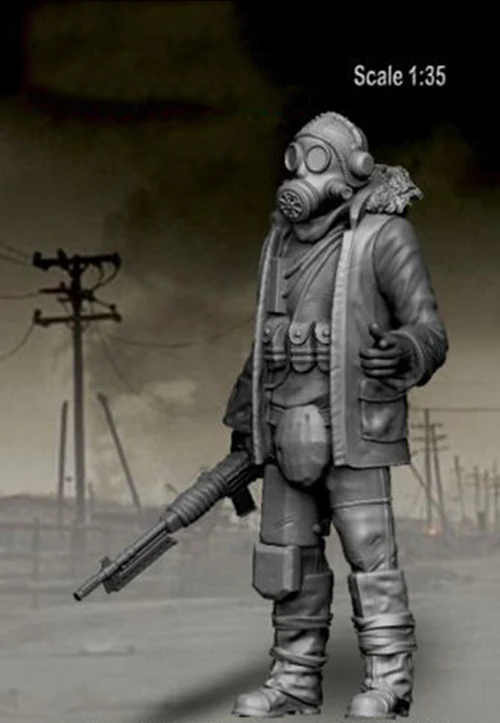 Сборная Неокрашенная шкала 1/35 пост-Апокалиптическая защита(1 фигура)(1) солдатская старинная Игрушка полимерная модель миниатюрный набор