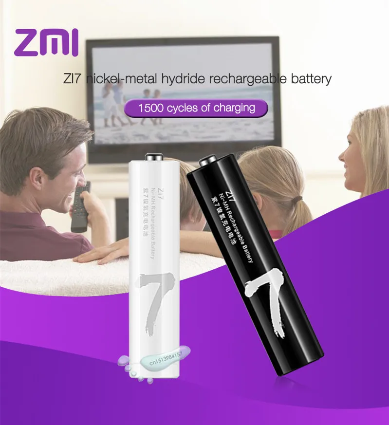 2 шт./лот Xiaomi аккумуляторная батарея AAA 700mAh 1,2 V Ni-MH ZMI ZI7 power Bank Аккумулятор для дистанционного управления машинными игрушками