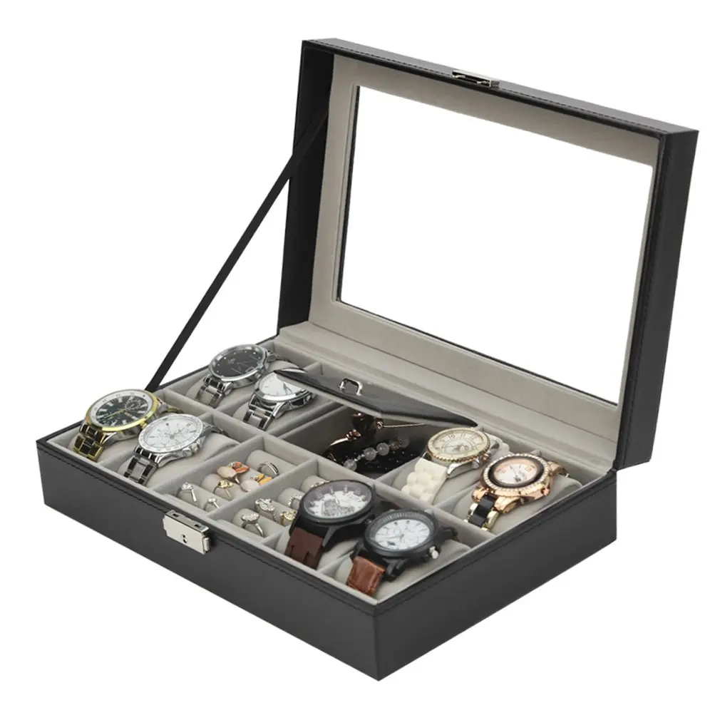 8 сетки + 3 смешанных кожа часы дисплей Jewelry чехол для серьги кольца браслет