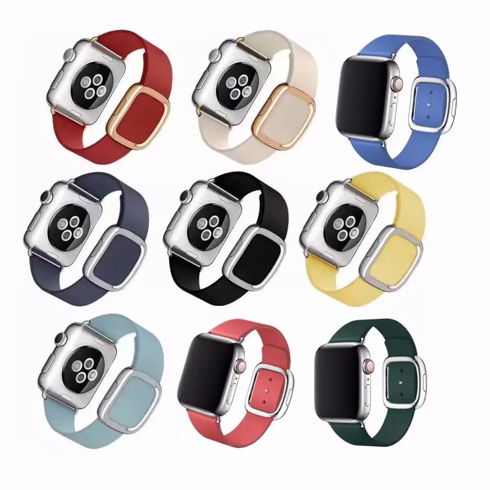 Кожаный современный ремешок с пряжкой для Apple Watch band 4 42 мм/38 мм iwatch band 3 44 мм/40 мм correa браслет аксессуары для часов