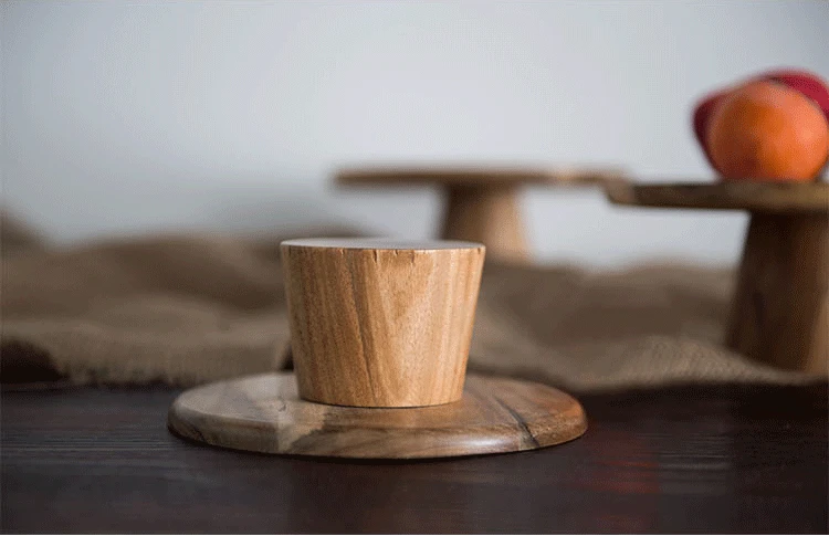 Деревянная тарелка для торта с высокой подставкой в японском стиле креативные