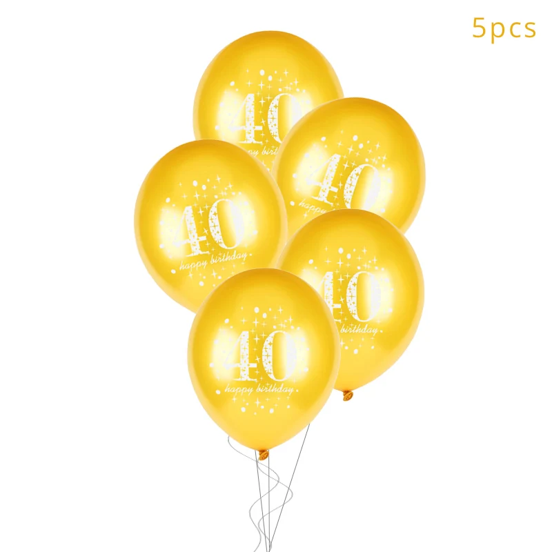 5pcs Gold 40th 30/40/50th декорации с днем рождения взрослых латексные золотистые воздушные шары с украшением в виде кристаллов короны с головными повязками 30th лет предметы декора для вечеринок и дней рождения - Цвет: 5pcs Gold 40th