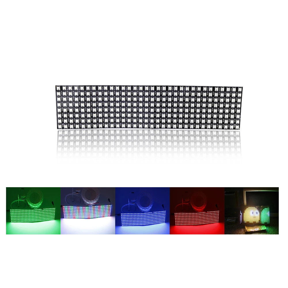 

8*32 Pixels WS2812B Digital Flexible LED Programmed Panel Screen Individually Addressable 5050 RGB Full Color DC 5V JQ