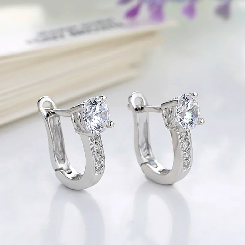 

MIARA.L 2016 New Arrival best friends 925 sterling silver earings U shape stud earrings for women white zircon earrings