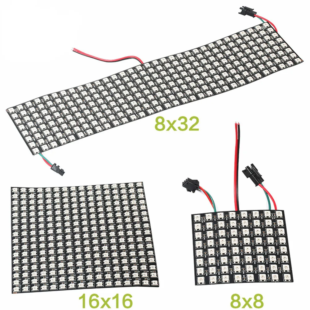 DC5V 8x8/16x16/32x8 WS2812B светодиодный пиксельный модульный 2811 ic индивидуально адресуемых