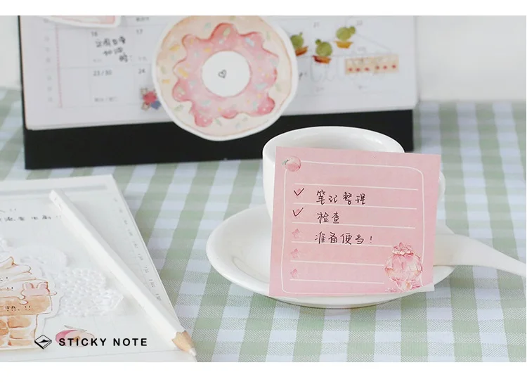 7 pcs Pink Peach sticky note set memo pad Donuts Icecream Adhesive notepad marker post Stationery Office School supplies A6622