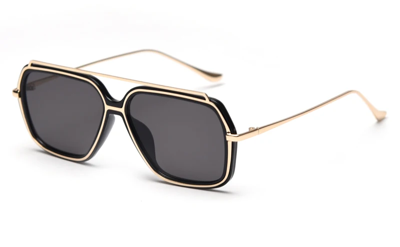 gold with black Peekaboo мужские прозрачные Солнцезащитные очки женские многоугольные полуметаллические шестиугольные очки оправа мужские прозрачные линзы высокое качество - Цвет линз: gold with black