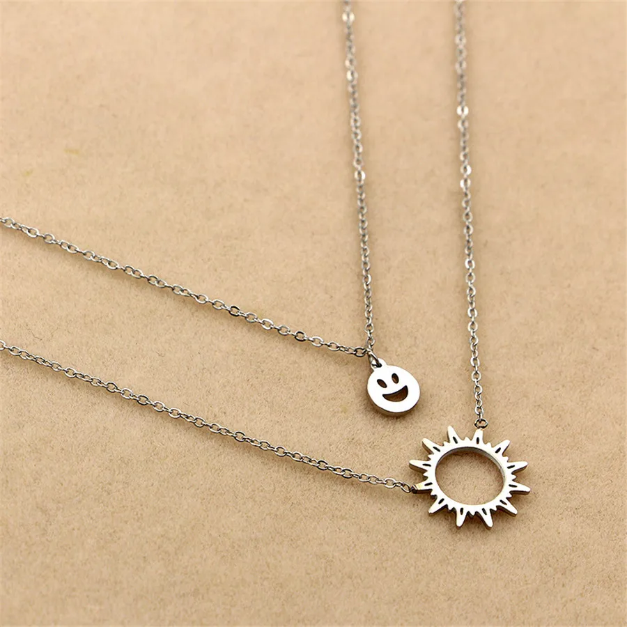 Ожерелье с подвеской Martick Sunshine золотистого цвета двойная цепь подвеска на лицо