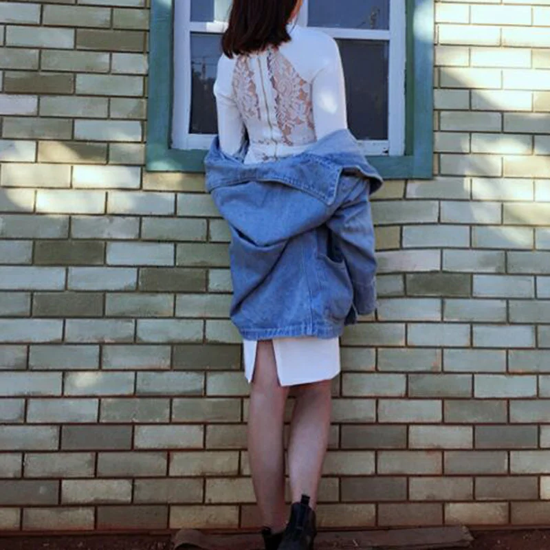 Женское кружевное платье миди INDRESSME однотонное облегающее с длинным рукавом и