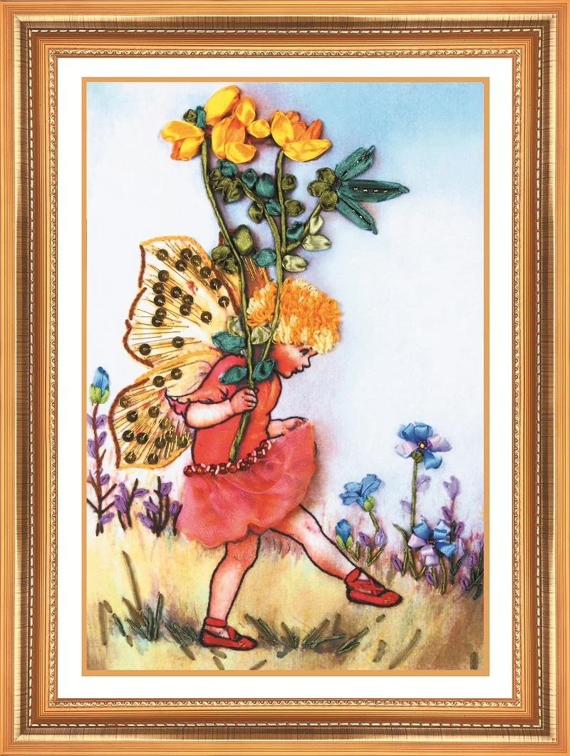 Новое прибытие незавершенные ленты вышивка цветок картины наборы ручной работы