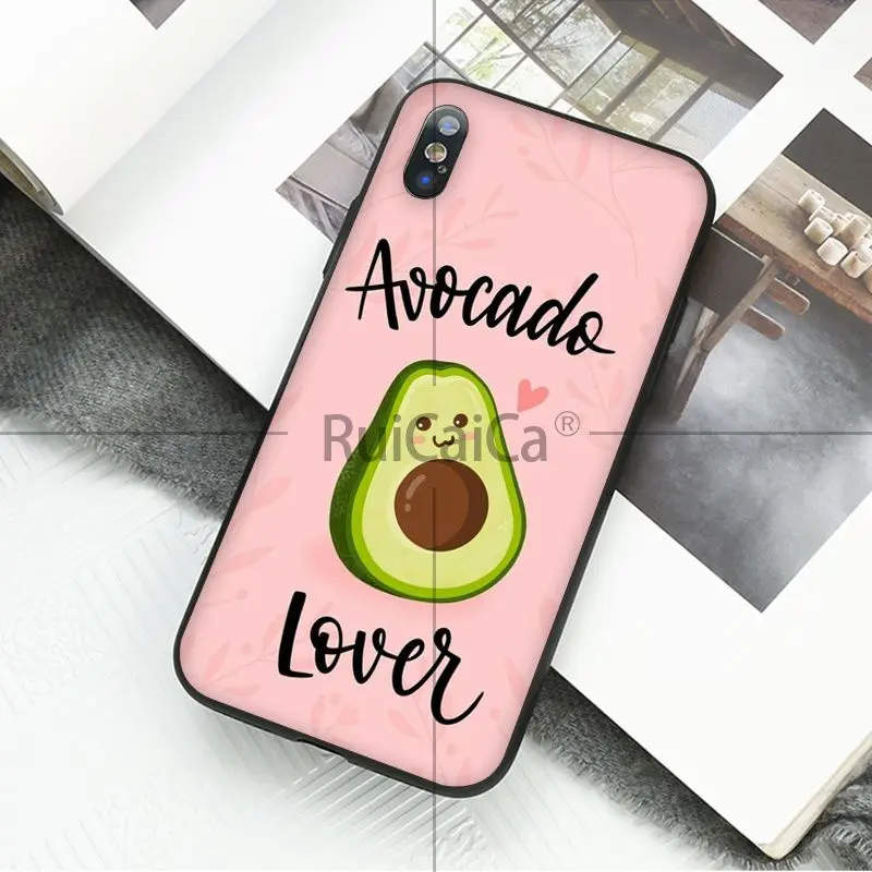Ruicaica авокадо ТПУ мягкий силиконовый черный чехол для телефона Apple iPhone 8 7 6 6S Plus X XS